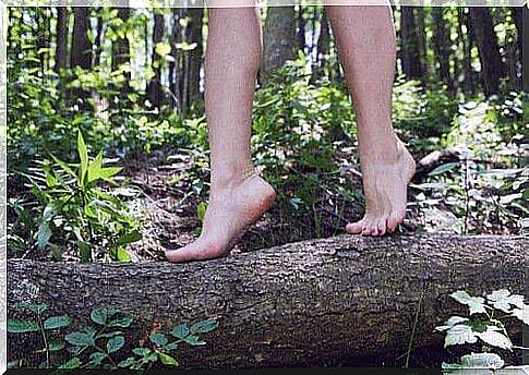 barefoot in nature