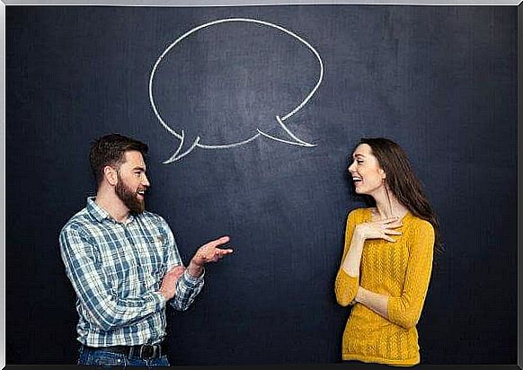 Man and woman communicate with each other.