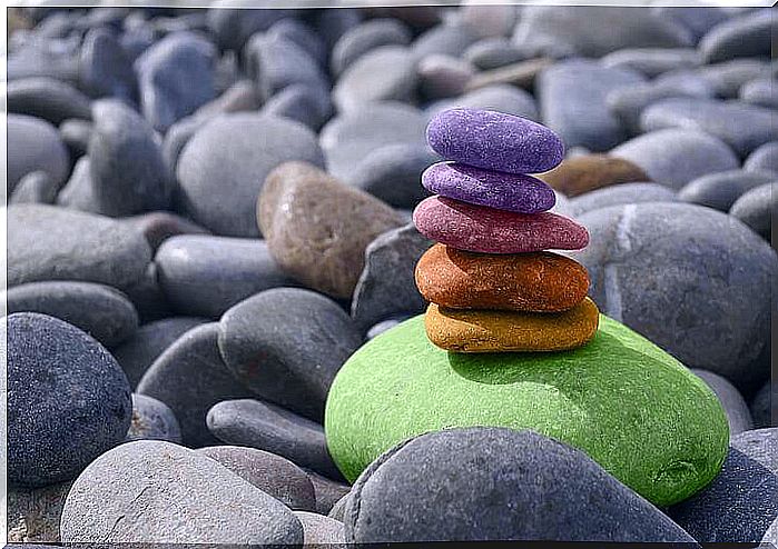 Colorful stones stacked on top of each other