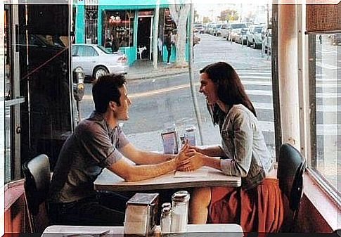 Couple in a cafe