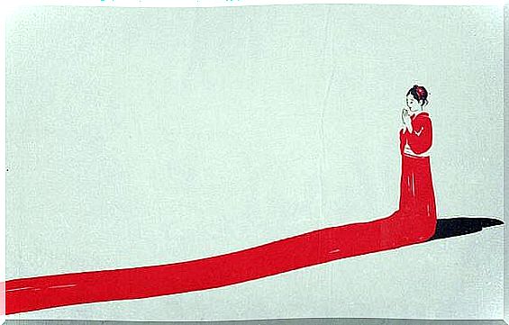 Japanese woman in red robe