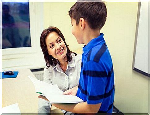 A school psychologist helping a child