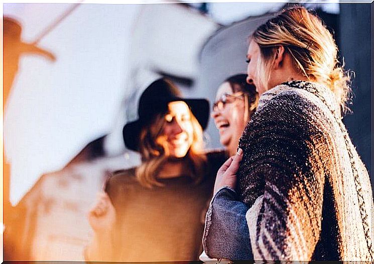 Three laughing women