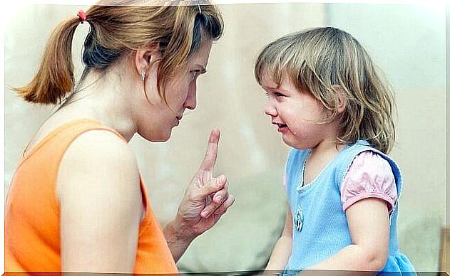 Mother scolds daughter