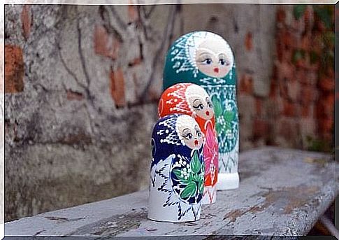 Three matryoshka figures